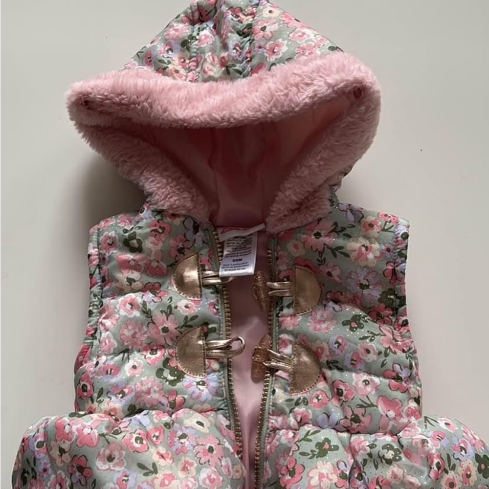 Little Lass Floral Vest with Pink Lining